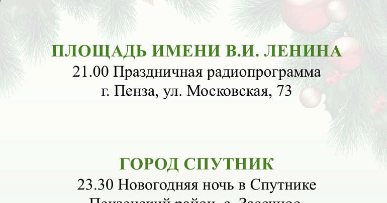 Предлагаем вам афишу Новогодних событий в Пензе на 31 декабря!