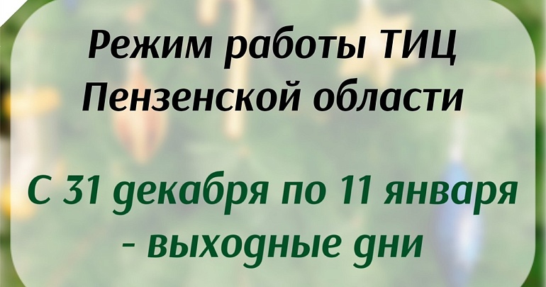 Режим работы ТИЦ Пензенской области на праздничные выходные изменен!